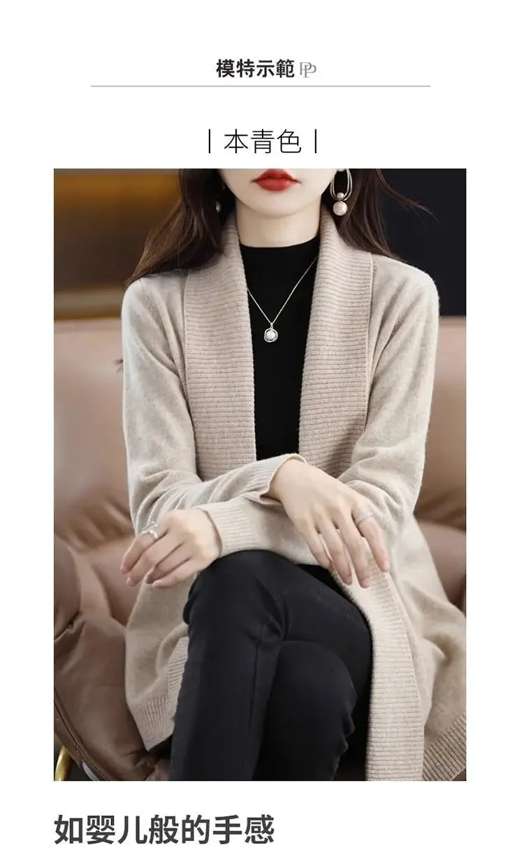 Temperament versatile cardigan women solid color knitted top loose sweater