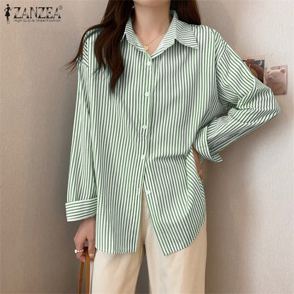 Stylish Solid Shirts Women's Asymmetrical Blouse 2023 ZANZEA Casual Lace Up Blusas Female Button Lapel Shirt Oversized Tunic