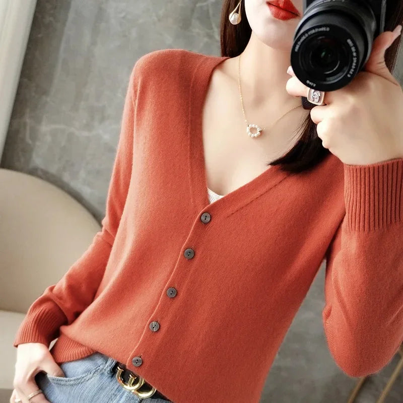 Women Cardigans 2025 Autumn Winter Single Breasted Knitwears Long Sleeve Warm Knit Cardigan Korean Fashion Spring casual Sweater
