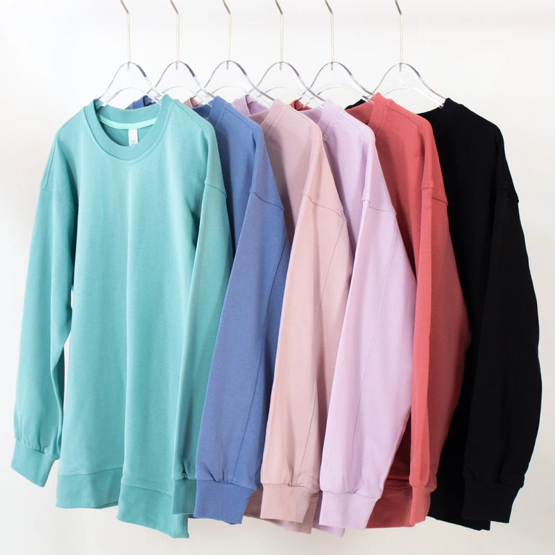 Oversized Sweatshirt Top Casual Loose Blouse Round Neck Long Sleeve.