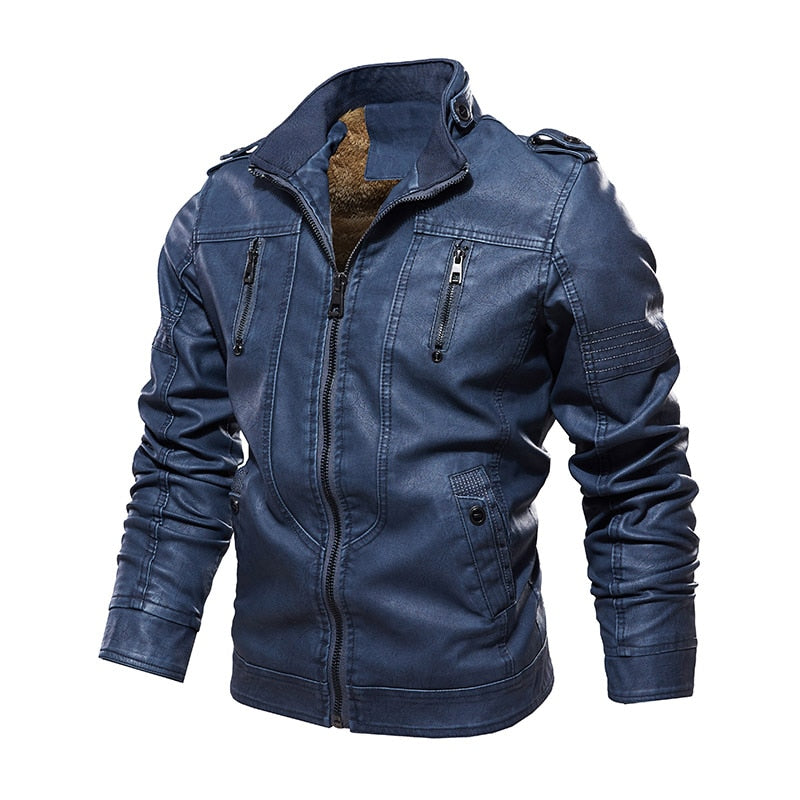 Men's New Casual Leather jacket. European Windbreaker. Genuine Leather Biker Jacket.