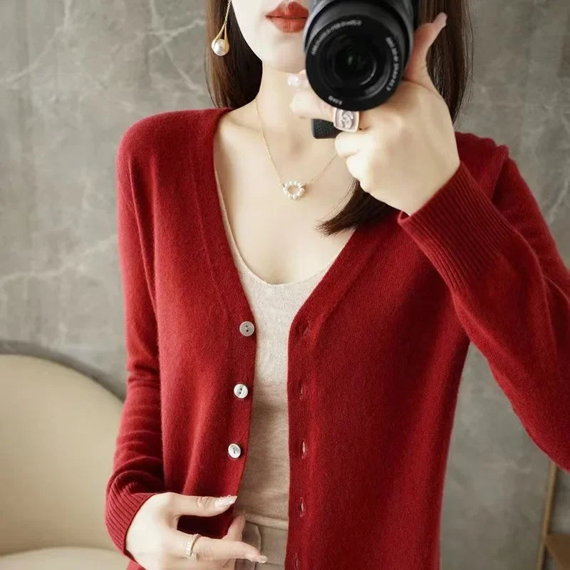 Women Cardigans 2025 Autumn Winter Single Breasted Knitwears Long Sleeve Warm Knit Cardigan Korean Fashion Spring casual Sweater