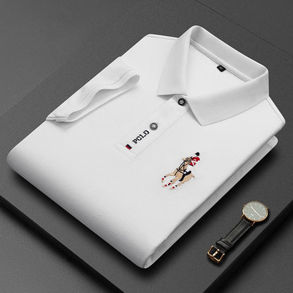 Men's Cotton Embroidered Business Short Sleeve POLO Shirt