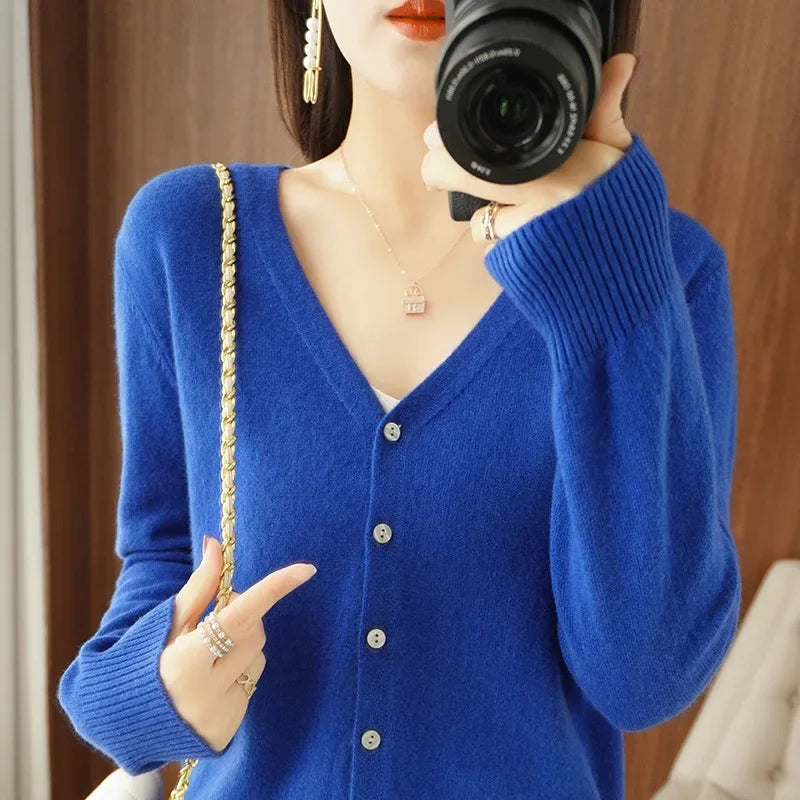 Women Cardigans 2025 Autumn Winter Single Breasted Knitwears Long Sleeve Warm Knit Cardigan Korean Fashion Spring casual Sweater