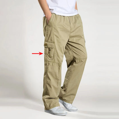 Brand Casual Pants men cargo pants cotton loose trousers mens pants overalls Multi Pocket Straight Joggers Homme 6XL