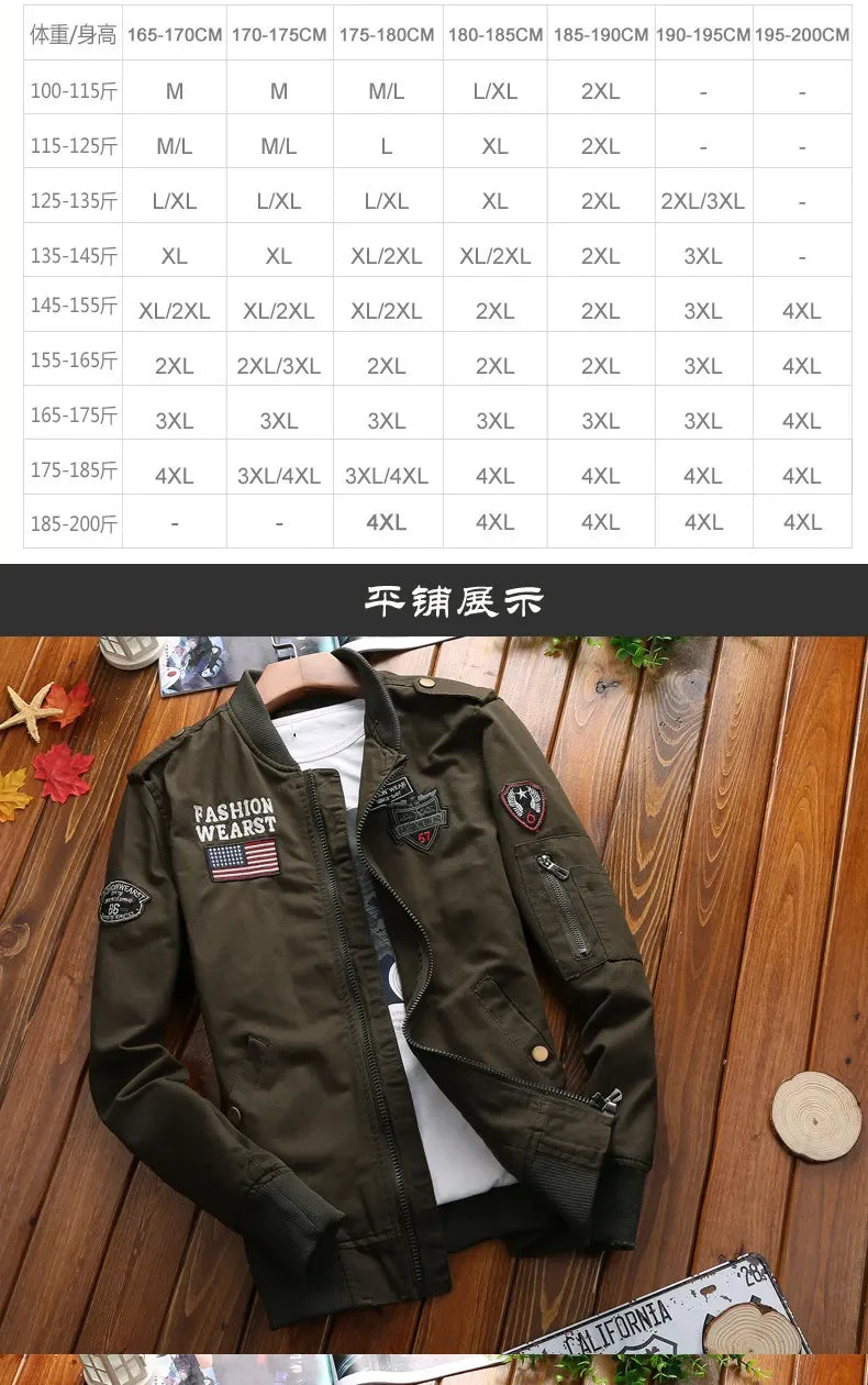 2024 new Bomber Jacket Men Fashion Casual Windbreaker Jacket Coat Men Spring and Autumn New Hot Outwear Stand Slim Embroidery