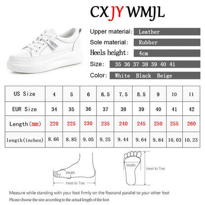 Big Size Women Sneakers Autumn Leather Light White Sneaker Female Platform Vulcanized Shoes Spring Casual Breathable Sports Shoe