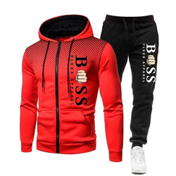 2023 New Fall Winter Zipper Fleece Men's Tracksuit Hoodies Pants Sweatshirts Two Piece Sets Suit Sportswear Brand Men Clothing