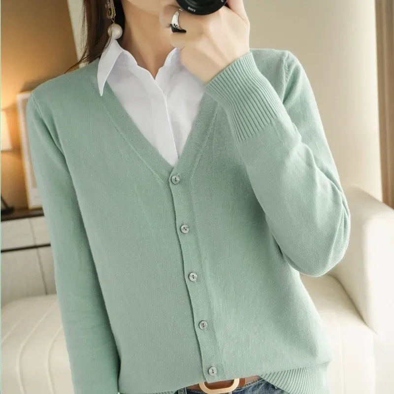 Women Cardigans 2025 Autumn Winter Single Breasted Knitwears Long Sleeve Warm Knit Cardigan Korean Fashion Spring casual Sweater