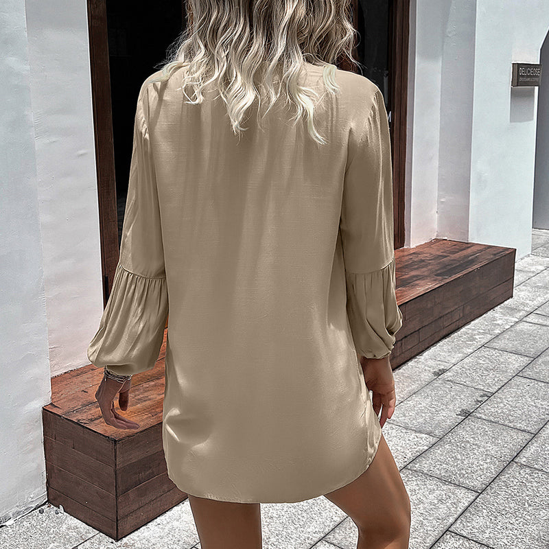 Autumn And Winter New European And American Leisure Loose Single-breasted Shirt Dress