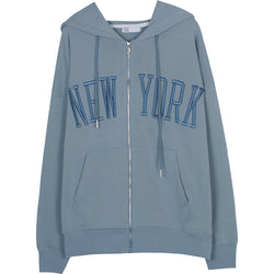 Haze Blue Hoodie Zipper Jacket