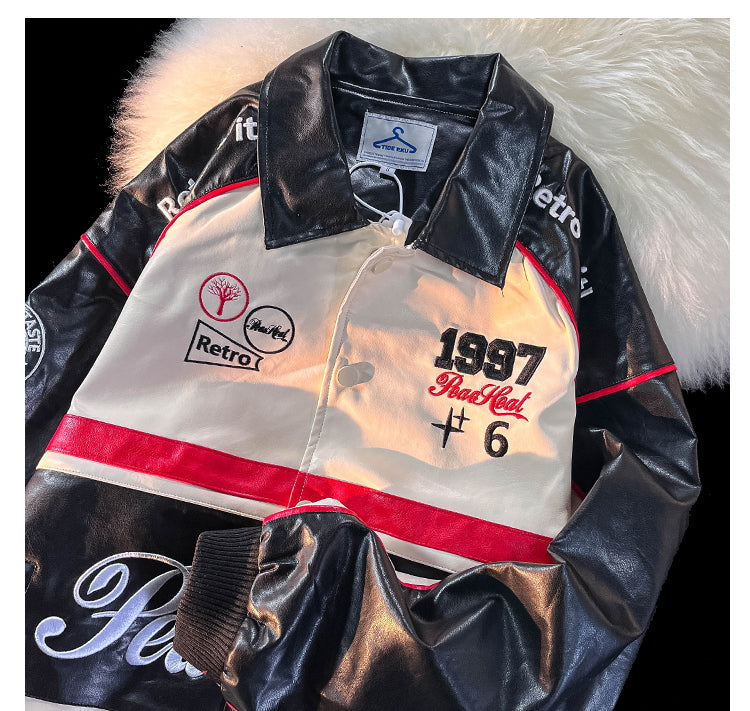 American Retro PU Leather Tide Brand Motorcycle Jacket