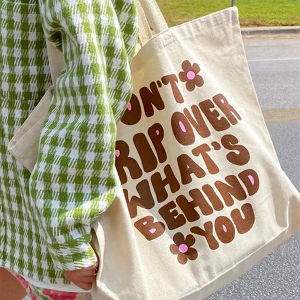 New Letter Print Cotton Tote Canvas Bag