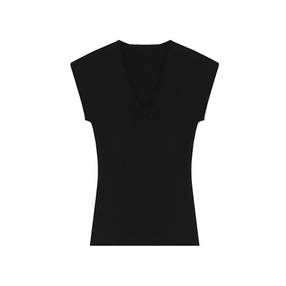 V-neck Knitted T-shirt Women's Casual Design