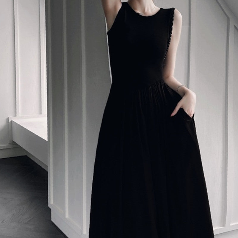 Women's Waist Slimming Black Vest Dress