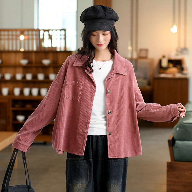 Women's Loose Retro Nostalgic Corduroy Coat