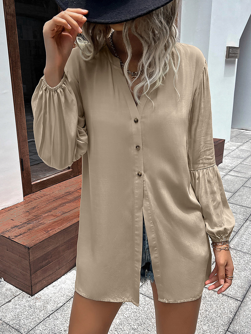 Autumn And Winter New European And American Leisure Loose Single-breasted Shirt Dress