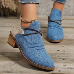 Women's Retro Boots/Shoes, Pointed Toe Square Heel Ankle Boots.