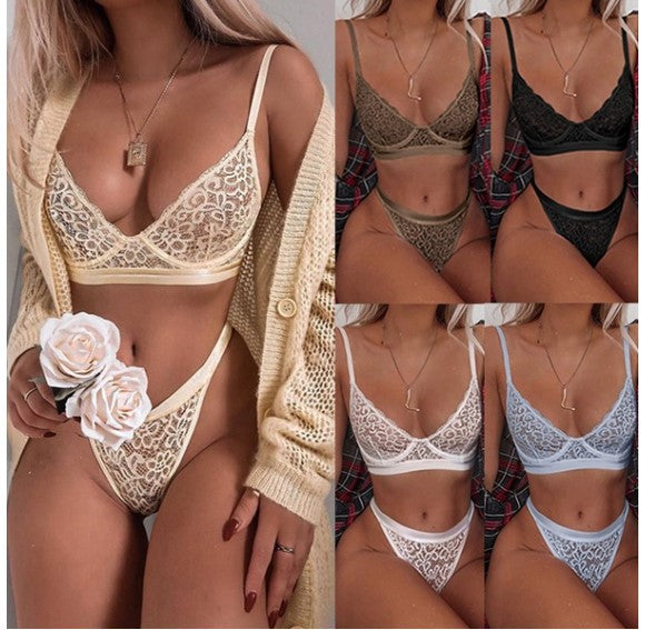 Ladies Temptation Lace Three-Point Bra Sling Sex Sexy Lingerie In Stock