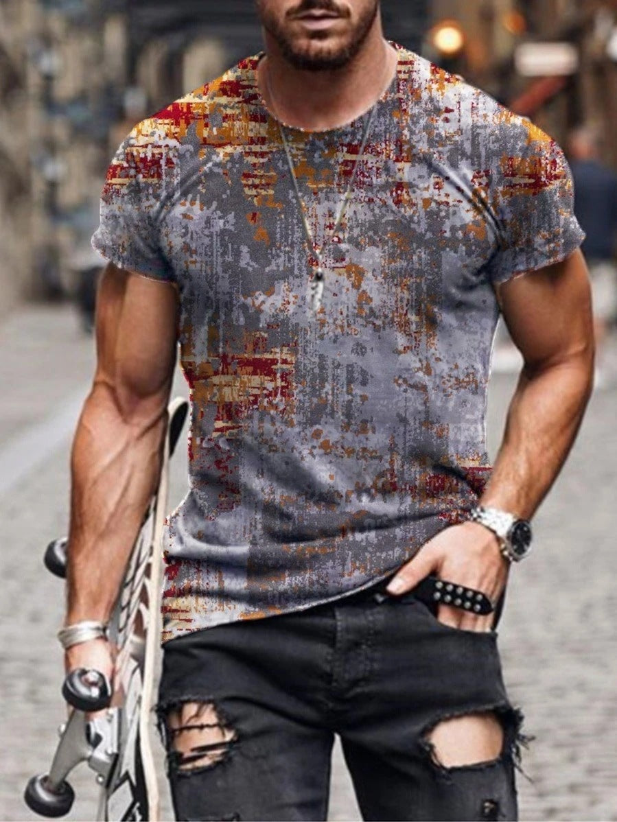 Mens Street Casual Trend Short-Sleeved T-Shirt