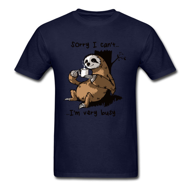 Very Busy Sloth Men's T-shirts Funny Cartoon