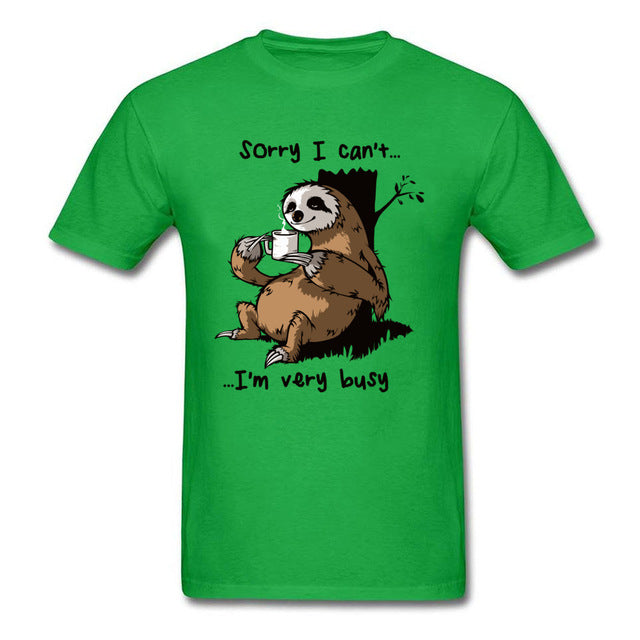 Very Busy Sloth Men's T-shirts Funny Cartoon