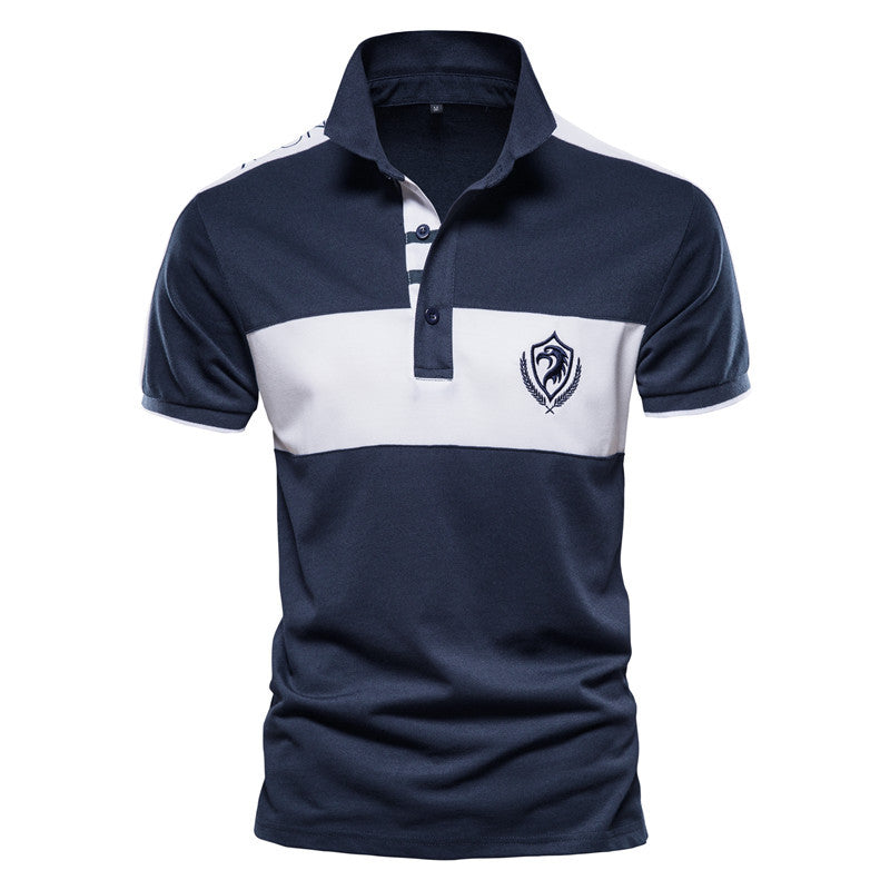 Casual Stitching Shirt, Short-sleeved, Men's Polo shirt.