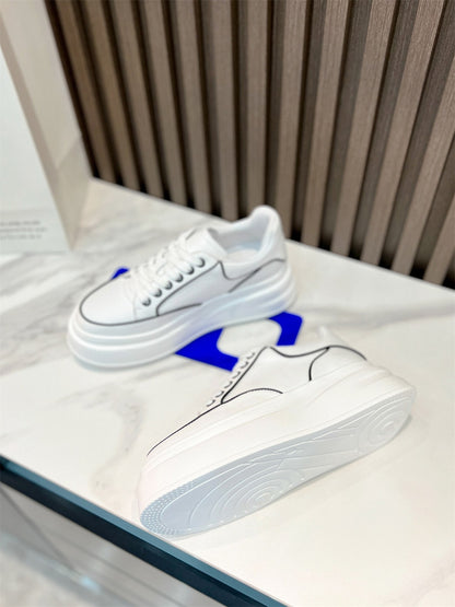 European small white leather women's shoes.