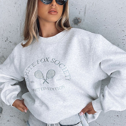 Ladies Embroidery Vintage American Oversized Sweatshirt