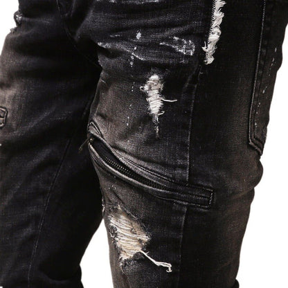 Motorcycle Accessories MotoCross Pants Motorcycle Man's Jeans Street Outfit Ripped Denim Heavy Metal Style Jeans
