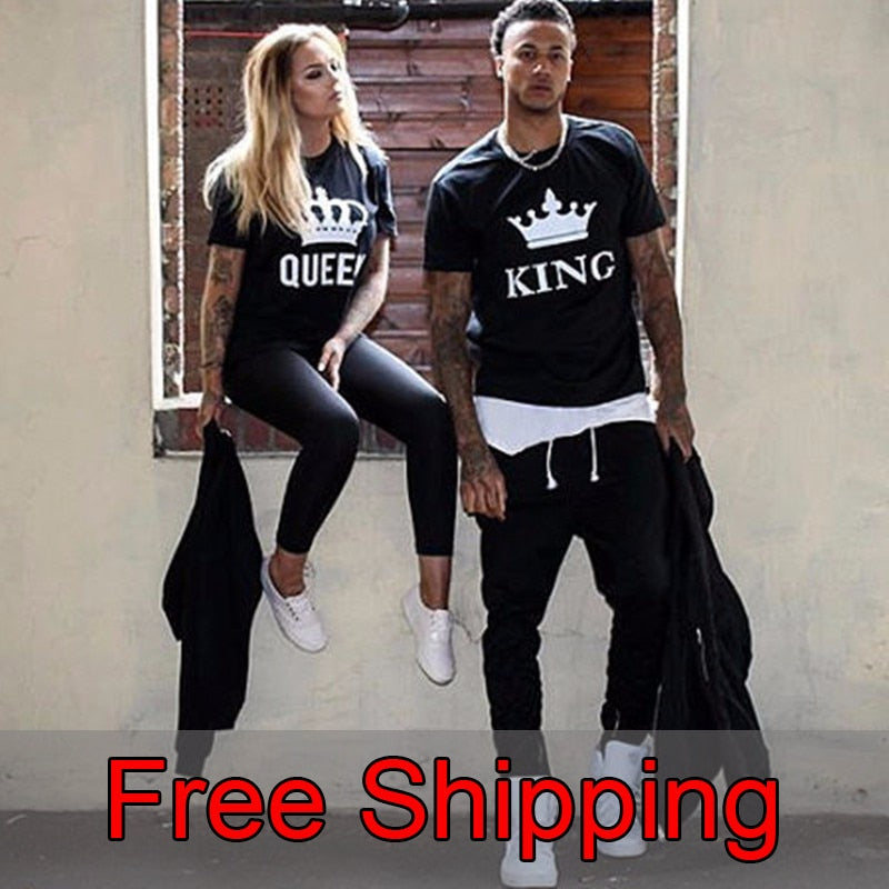 Printed  T-shirts, Couples, Lovers, Cotton short sleeve O Neck Tops