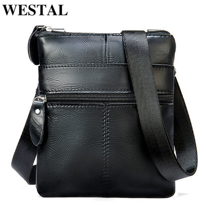 WESTAL Men's Shoulder Bag for Phone Genuine Leather Messenger Bags
