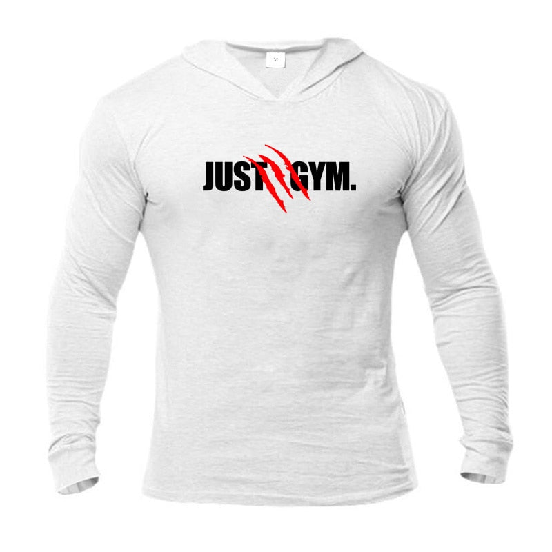 Mens Hooded T Shirt Spring Slim Fit O Neck T-shirt Men Sports Running Long Sleeve Shirt Gym Bodybuilding Tee Tops Fitness tshirt