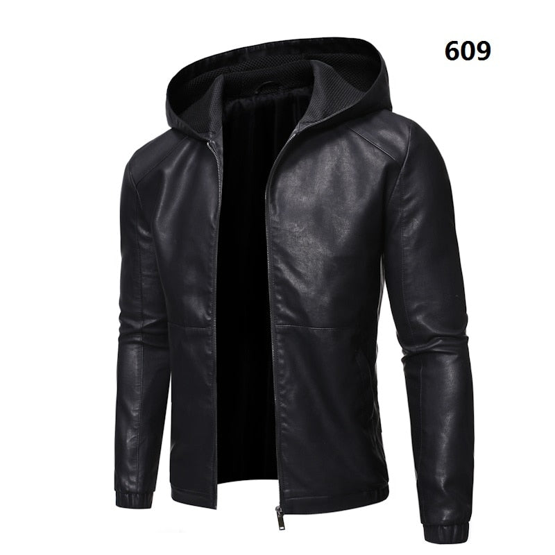 Men's Leather, Motorcycle Jacket. 5XL Men's Jackets, Black.