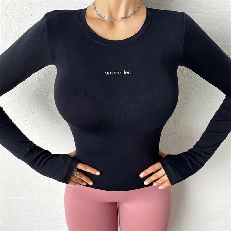Women's Yoga Shirt, Long Sleeve, Blouse Sexy Girl Sports Gym Top.