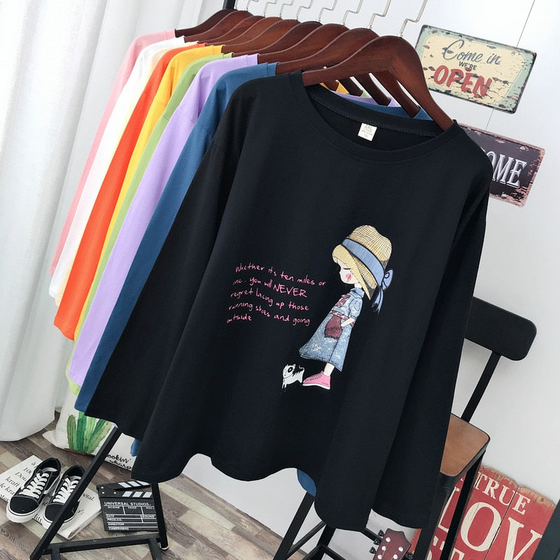 Women's spring and autumn, Casual Long sleeve T-shirt 100% cotton.