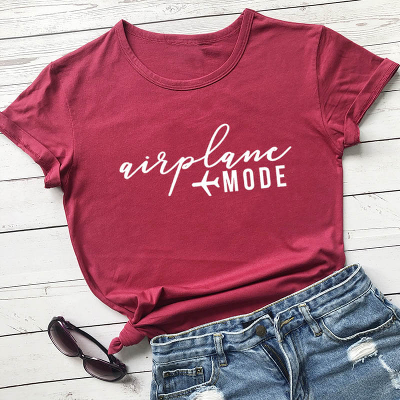 New Arrival, Ladies Airplane mode Funny T Shirt.