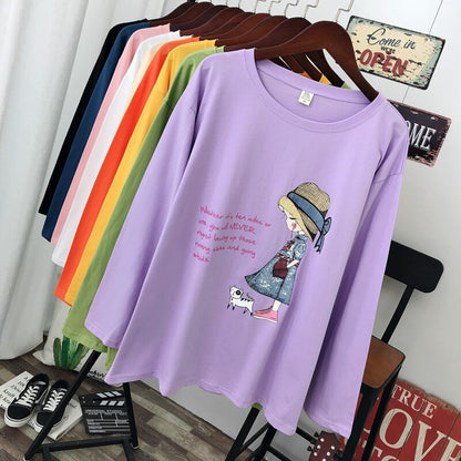 Women's spring and autumn, Casual Long sleeve T-shirt 100% cotton.