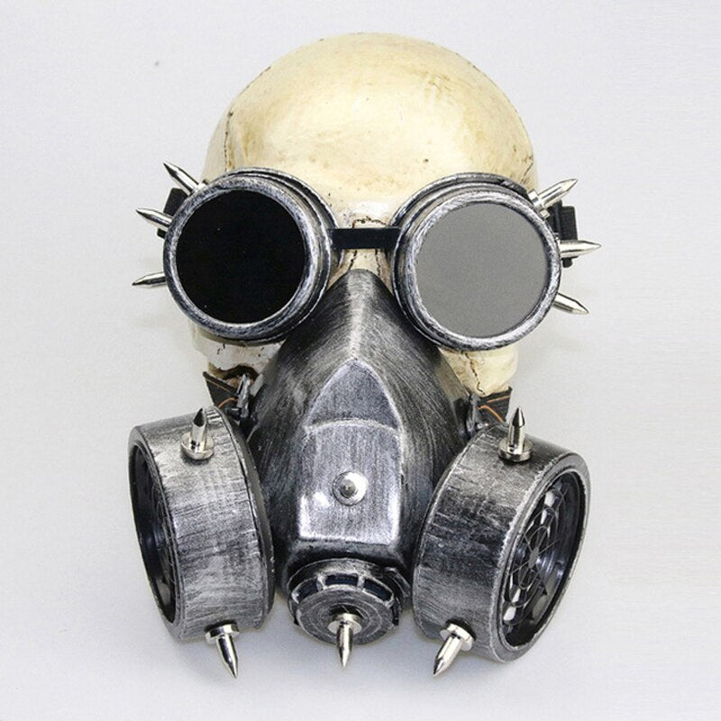 Unisex Steampunk Fashion Retro Rivets Gas Mask Respirator Cyber Gothic Punk Cosplay Spikes Masks Halloween Party Accessories