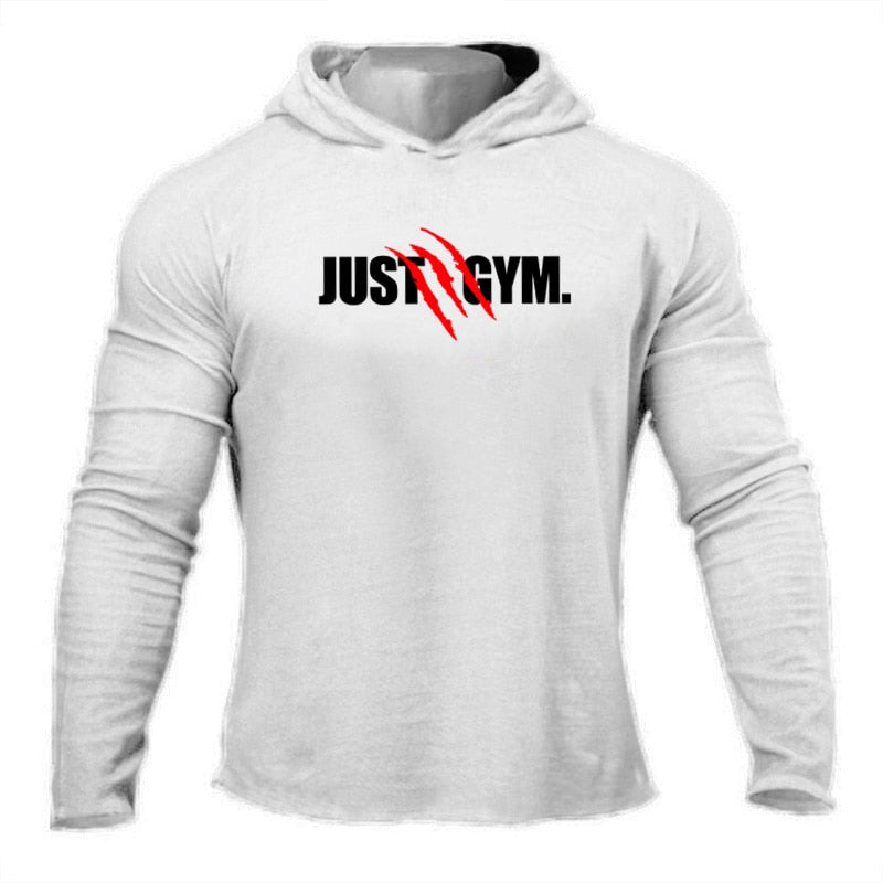 Mens Hooded T Shirt Spring Slim Fit O Neck T-shirt Men Sports Running Long Sleeve Shirt Gym Bodybuilding Tee Tops Fitness tshirt