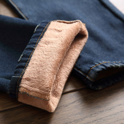 New Men's Winter Warm Fleece Denim Jeans