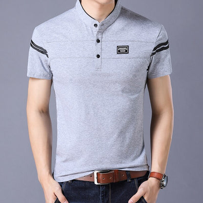 Liseaven Men&#39;s T Shirt 2018 Short Sleeve Mandarin Collar T-Shirt Tops &amp; Tees Male Tshirts Men Clothing
