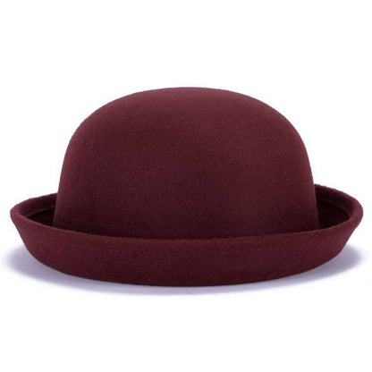 Trendy Women Girl Dome Top Cap Solid Color Cotton Polyester Fedora Hats Children Bowler Hat Casual Parent-child Fedoras Cap