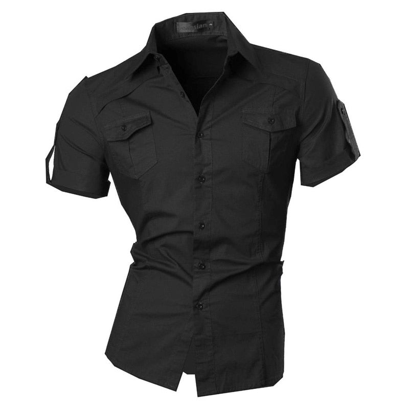 jeansian Men's Summer Short Sleeve Casual Dress Shirts Fashion Stylish 8360