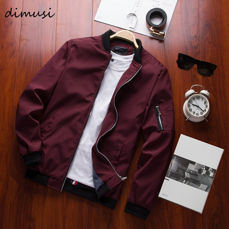 DIMUSI Spring Men's Bomber Jacket, Casual Streetwear Hip Hop Slim Fit.