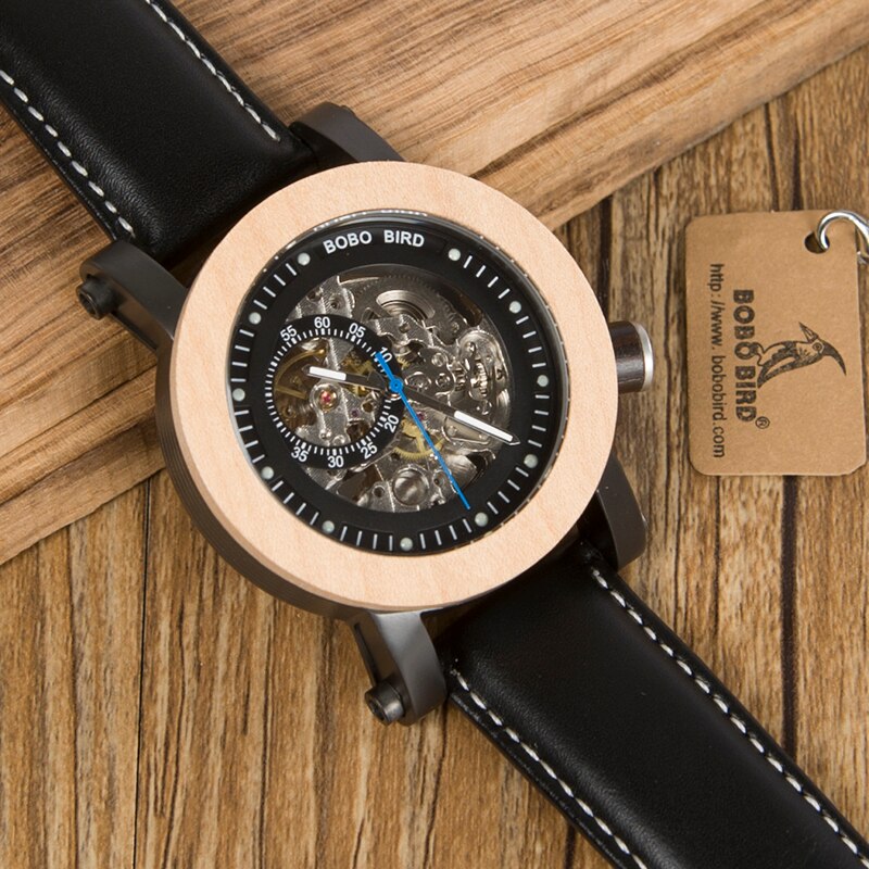 Male Case Leather Strap Antique Steampunk Casual Automatic Watch