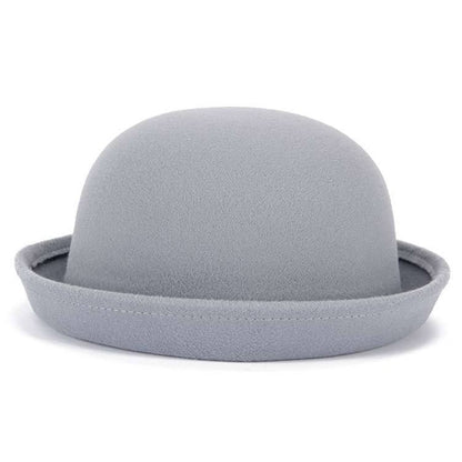 Trendy Women Girl Dome Top Cap Solid Color Cotton Polyester Fedora Hats Children Bowler Hat Casual Parent-child Fedoras Cap