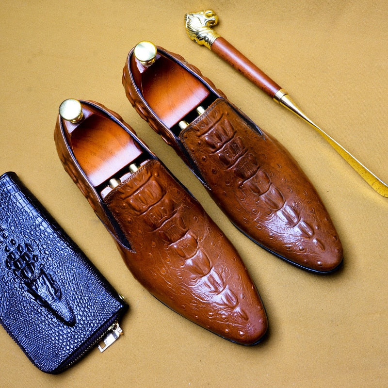Genuine Leather Black Men's Shoes Oxford Office Shoes for men Luxury Dress Shoes Slipon Wedding Shoes For Men