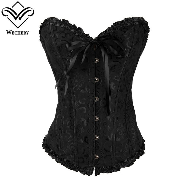 Gothic Corset Corselette Women's Corsets Steampunk Plus Size Overbust Corsage White Bodice Tops Sexy Lace Up Bustier S-6XL