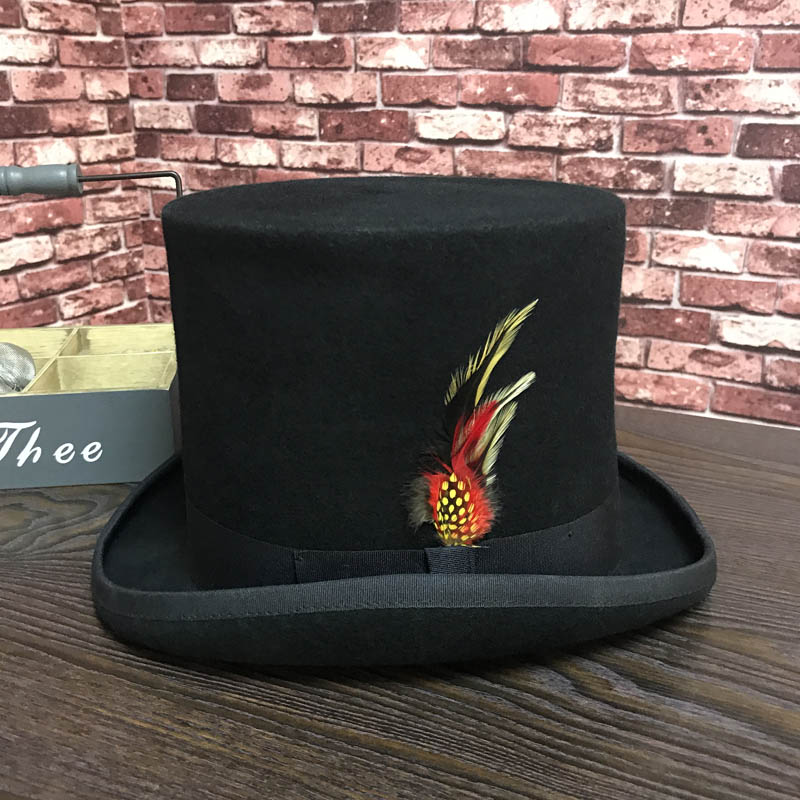 Traditional President Party Hat Steampunk Magic Hat with feather